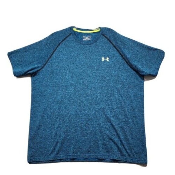 Under Armour TShirt Mens 2XL Blue Heather Solid Loose HeatGear Short Sleeve - Picture 1 of 14